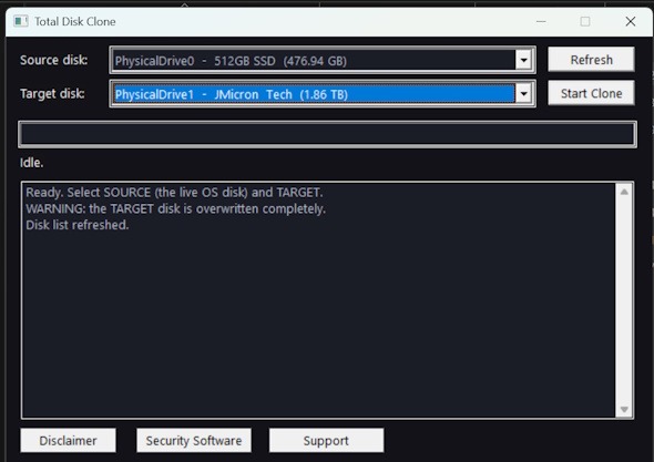 Disk cloning software